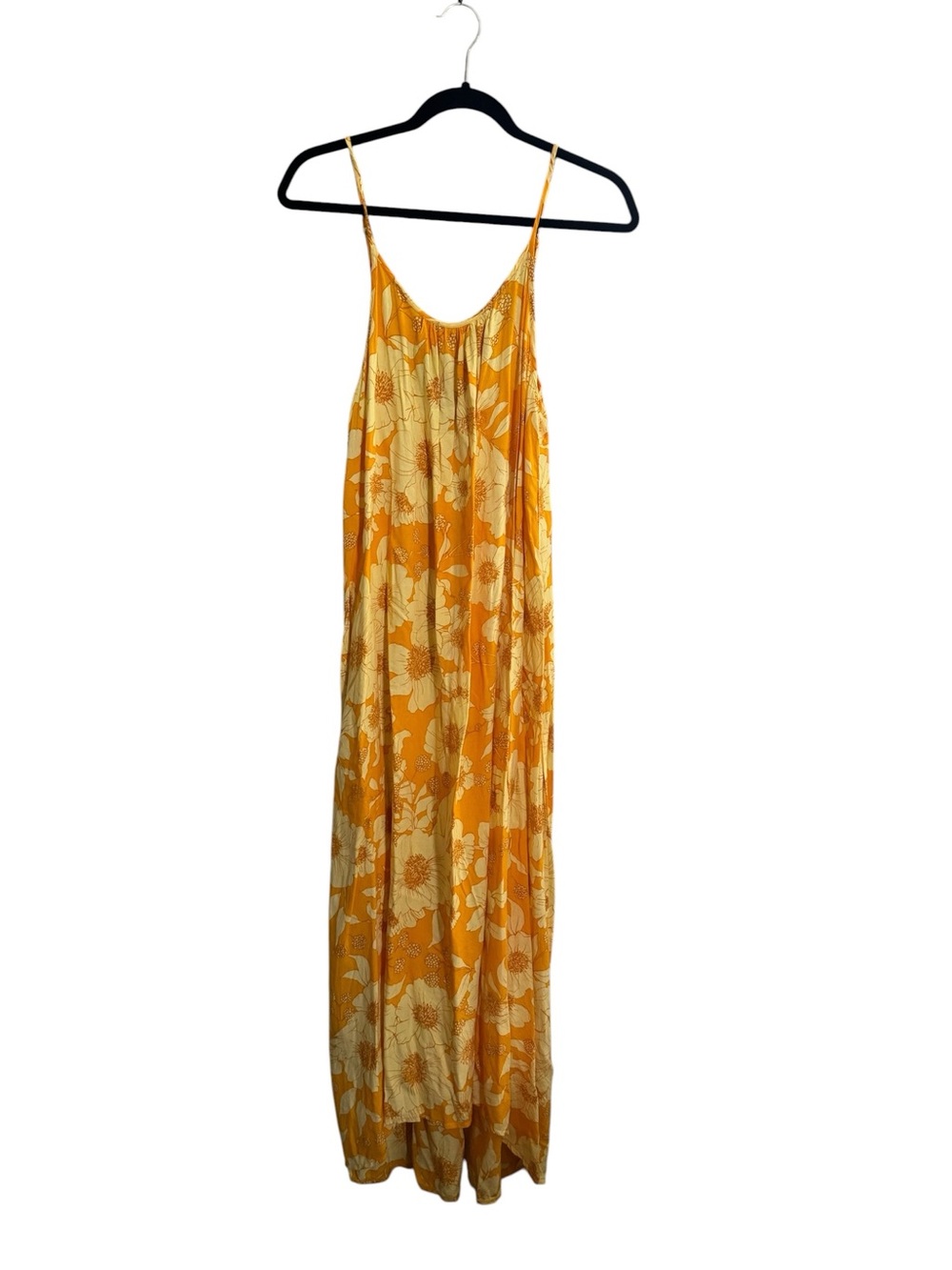 XIX palms Hawaiian maxi dress women’s small sundress orange yellow #NE195